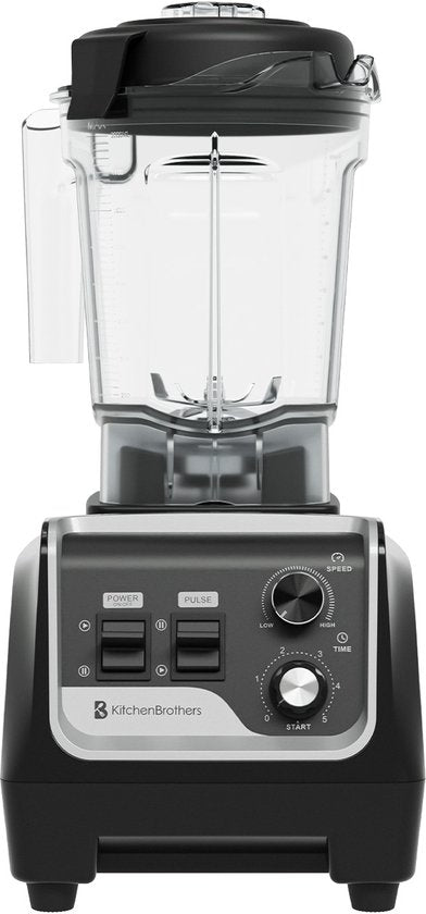 KitchenBrothers Power Blender - 1600W - 2L - Smoothie Maker - Ice Crusher - Metallic Black