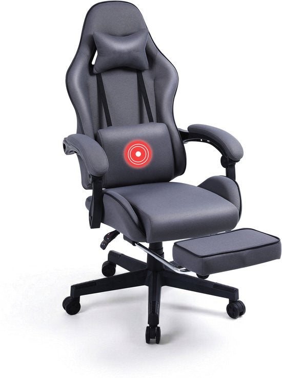 VDD - fauteuil de jeu avec repose-pieds - accoudoirs rembourrés - hauteur réglable - coussin de massage - gris