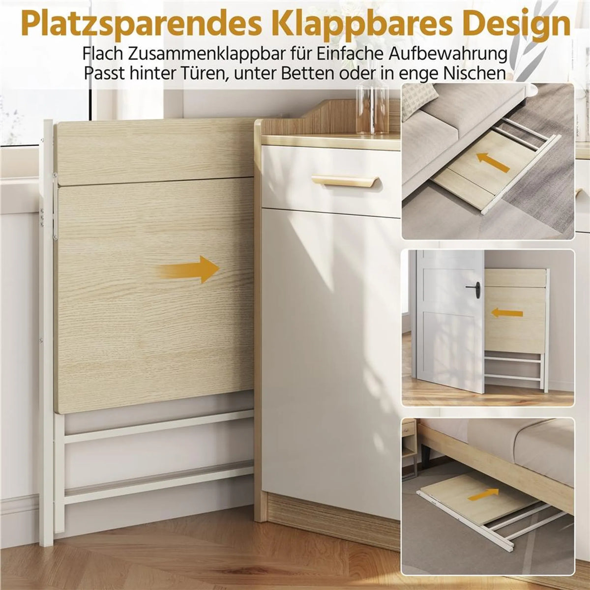 Yaheetech : bureau d'ordinateur pliable avec support d'écran – 106,5 x 60,5 x 90 cm – bois clair