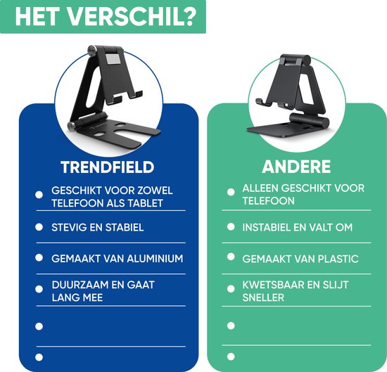 Serve Phone Stand XL - Support en aluminium pour téléphone portable et tablette - Support de téléphone pour bureau - Support de téléphone pliable TTH105 - Noir