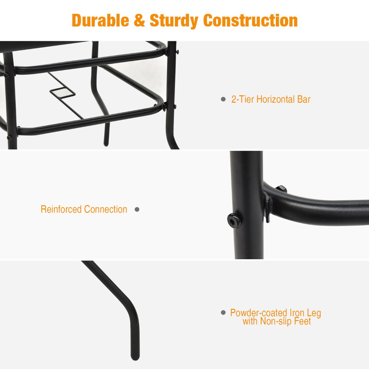 Table de terrasse rectangulaire Coast avec trou pour parasol - Verre trempé - 81 x 81 x 71 cm - Noir