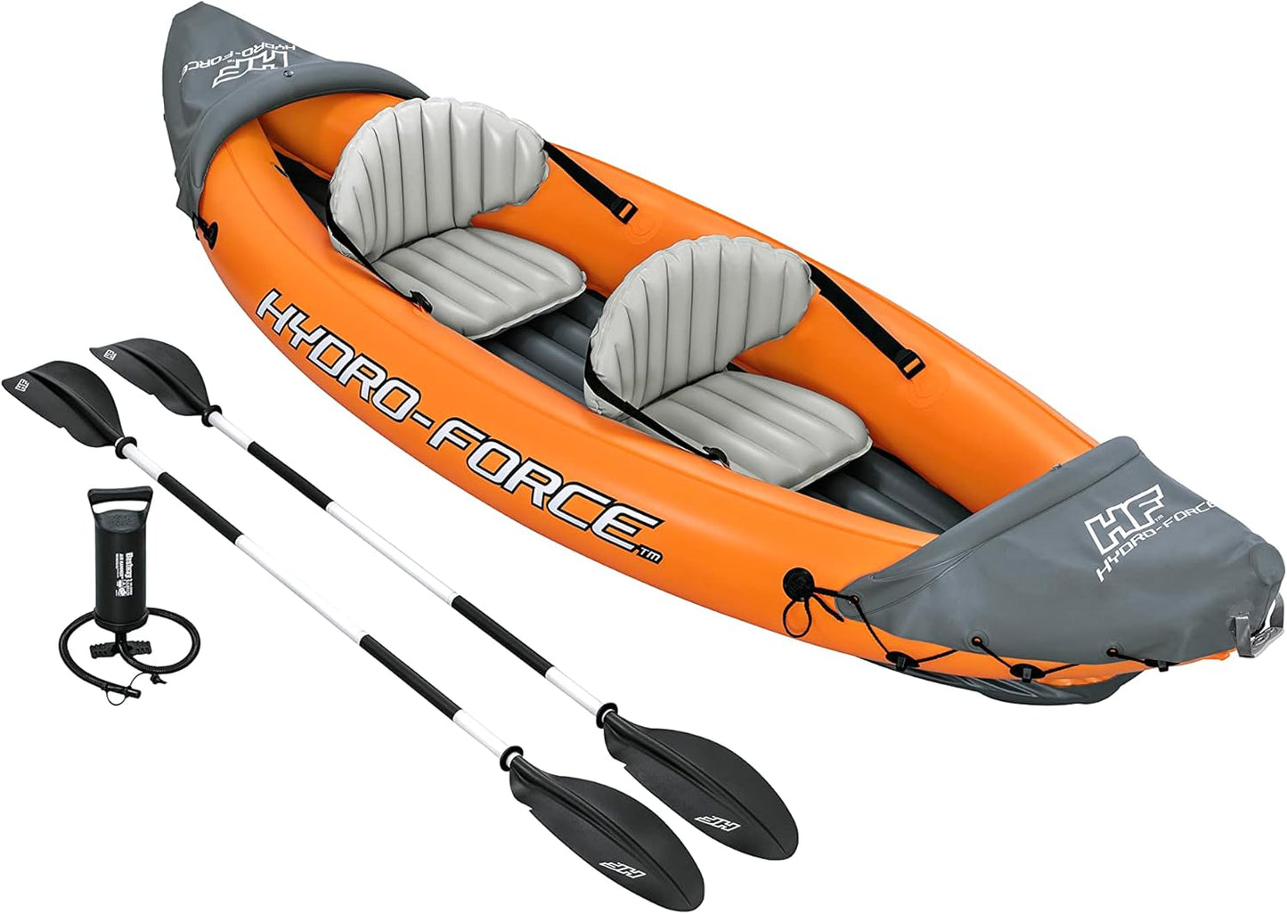 Hydro-Force Rapid - Kayak gonflable pour 2 personnes - avec sièges - dossier - pagaies - pompe à main - et sac de transport - orange