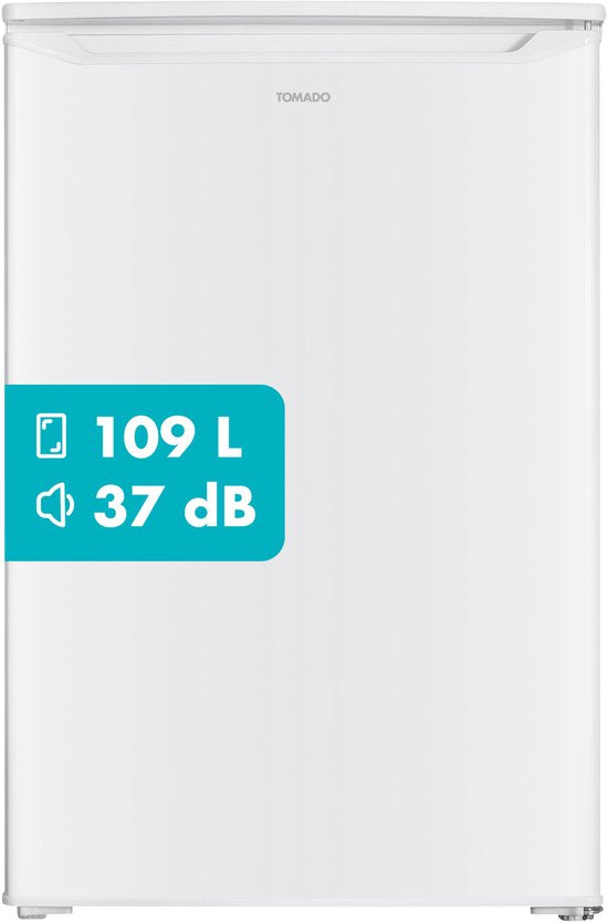 Tomado TRT5501W Réfrigérateur de table à faible consommation d'énergie - 109 litres - Avec compartiment congélateur - 55 cm de large - Silencieux : 37 dB - Éclairage LED - Classe énergétique C - Modèle autonome - Blanc