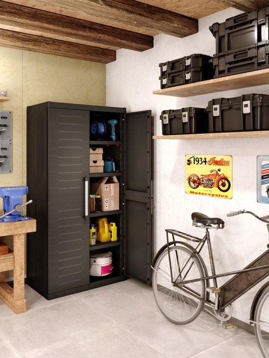 Keter Detroit XL Armoire haute - 4 étagères - 89x54x182cm - Noir