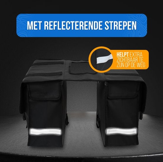 Strex Double Panniers Waterproof - Sac à dos 40 litres - Noir - Avec réflecteurs - Vélo électrique