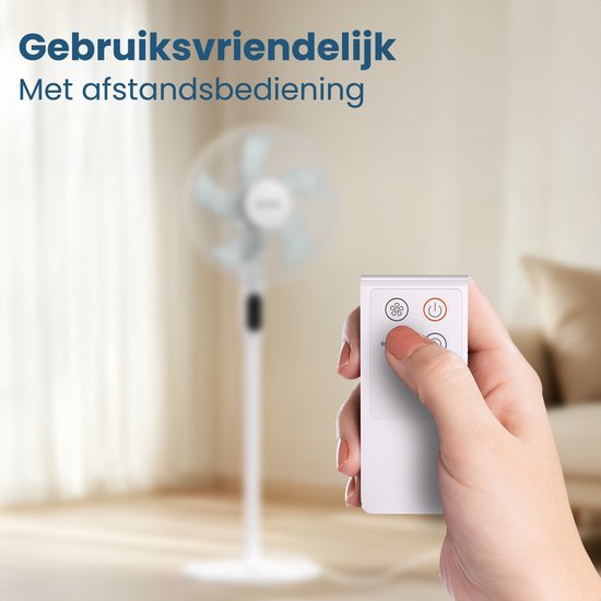 Auronic Ventilateur sur trépied - Ventilateur sur pied - Refroidisseur d'air - Ventilateur de sol et de table - 3 en 1 - 12 vitesses - Ventilateur silencieux - Ventilateur - Avec télécommande - Blanc
