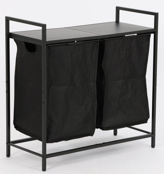 Panier à linge double Ceruzo – Extensible – Tri du linge – Noir