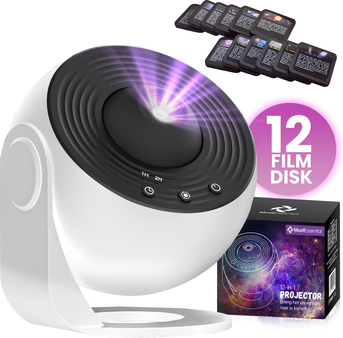 MostEssential Premium 12 en 1 lampe pour projecteur - 360° - 3000 lm - Noir + Blanc
