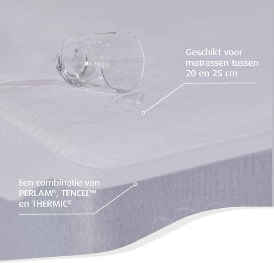 Protège-matelas - 140 x 210 x 25 cm - Imperméable - Rafraîchissant - Anti-acariens - Anti-allergique - TENCEL rafraîchissant