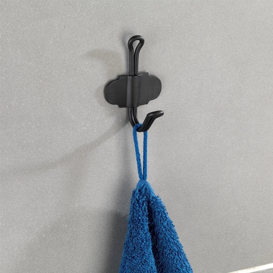 Crochet adhésif pour serviette Wenko, 1 crochet - Noir - À fixer sans perçage | Adhésif