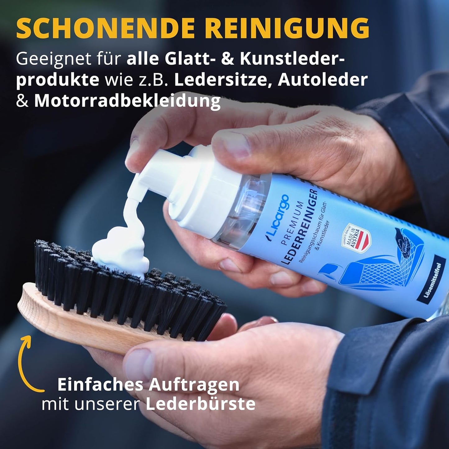 Licargo - Nettoyant moussant pour cuir d'auto - pour cuir lisse et similicuir - 200 ml