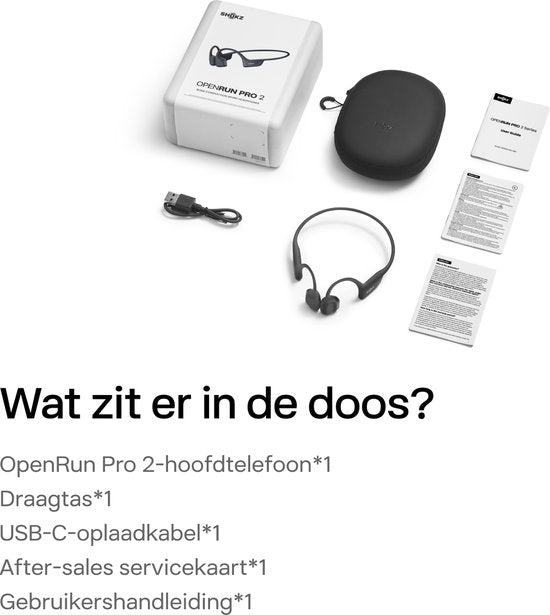 Casque de sport ouvert Shokz OpenRun Pro 2 - Conduction osseuse - Résistance à l'eau et à la sueur IP55 - Batterie de 12 heures - Noir