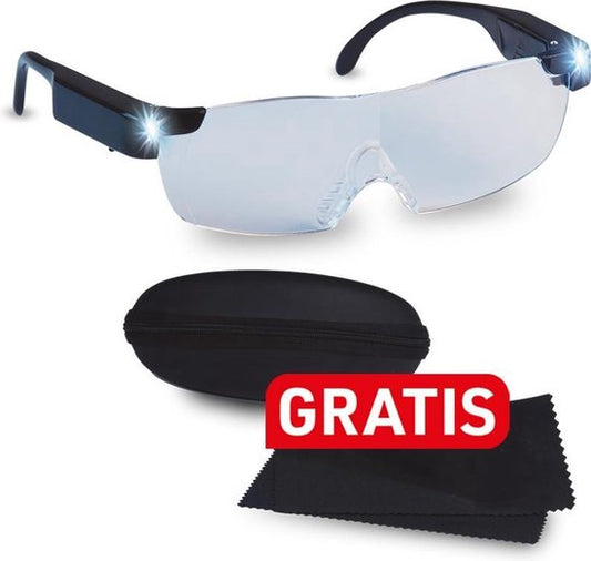 Zoom Magix LED | Lumière LED intégrée et grossissement de 160% | Lentilles en polycarbonate | Mighty Sight | monture durable - lunettes résistantes aux rayures - sûres et confortables | Design unisexe