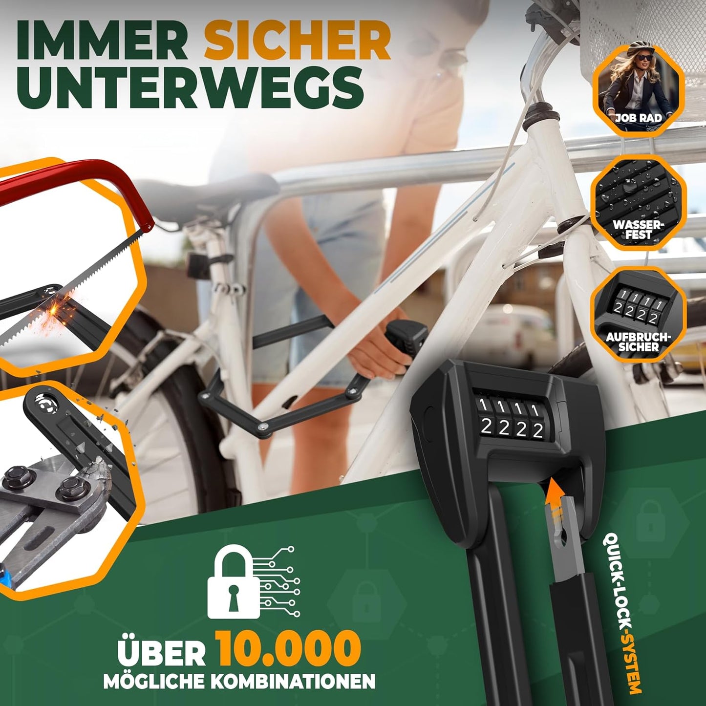 Antivol à code pour vélo MIVELO - pliable - avec compartiment secret pour AirTags - 90 cm de long - acier robuste - 19,5 x 7 x 4 cm