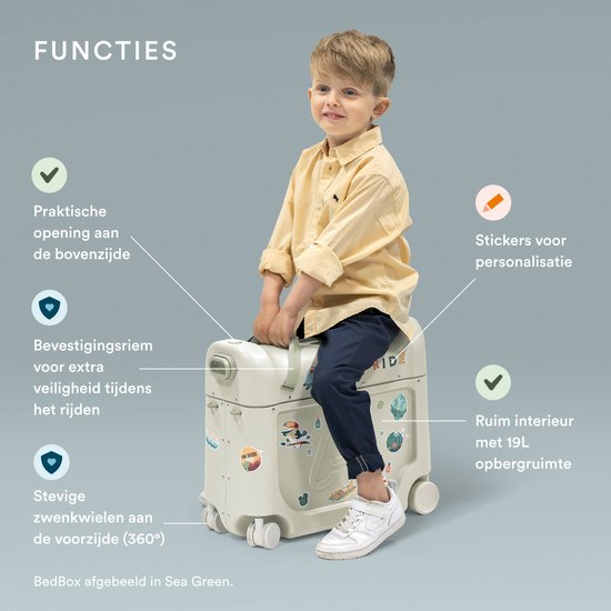 JetKids by Stokke BedBox Valise à roulettes pour enfants, blanc moonglow