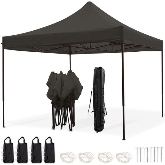 Tonnelle de jardin - LifeGoods - Pliable - Etanche - Sac de transport à roulettes - 3x3 m - gris anthracite