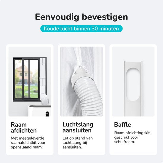 Bloomfold Mobile Air Conditioner - 12,000 BTU - 4-in-1 - Air conditionné avec kits d'étanchéité pour fenêtres - Chambre à coucher - Salon - refroidir jusqu'à 35m² - Mode Wifi & App