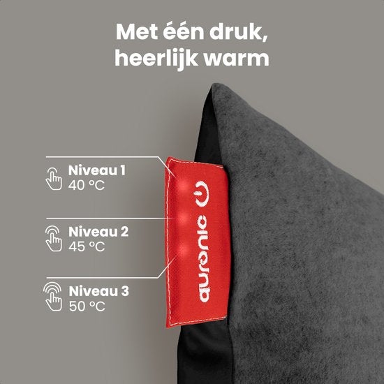 Auronic Heat Cushion - Classic - 45x45 - Sans fil - Rechargeable - Coussin électrique - Infrarouge - Anthracite