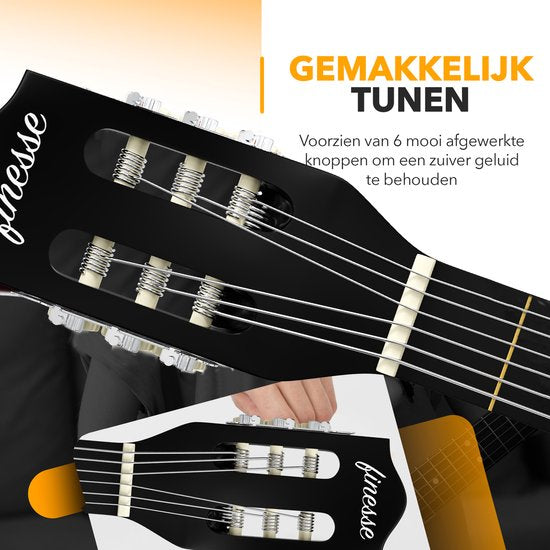 Finesse Acoustic Guitar - Starter Set - Nylon Strings - Guitare classique - Guitare enfant et adulte