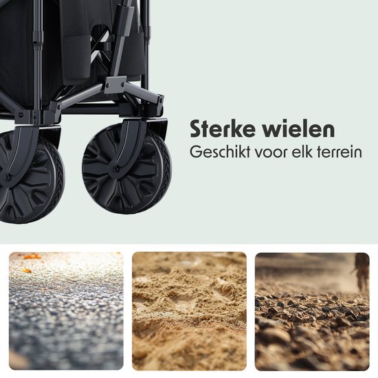 LifeGoods Wagon - Wagon pliable - 100KG - 230L - surélevé - avec housse de protection - noir