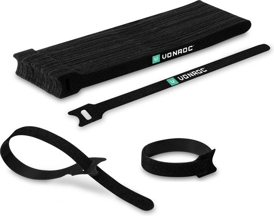VONROC Attaches de câble Velcro - 200mm - 50 pièces