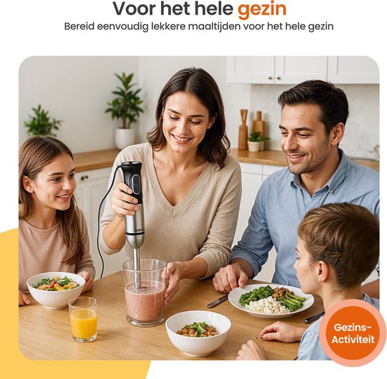 Goliving Hand Blender Set 5-in-1 - Hachoir - Tasse à mesurer - Fouet - 1000W - Accessoires lavables au lave-vaisselle - acier inoxydable - Noir