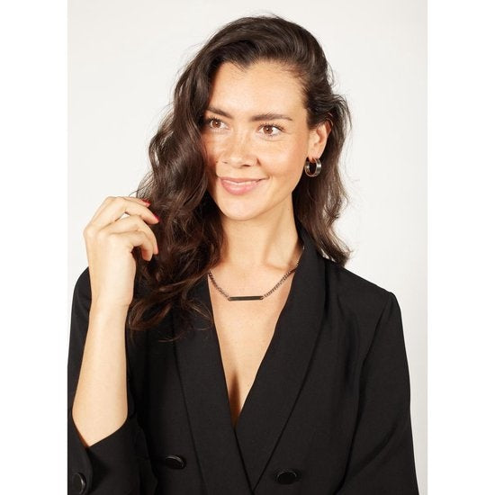 Laura Ferini Ladies Necklace Facile Silver - Chaîne à maillons en argent avec plaque - Plaqué or blanc 18 carats - Collier - Collier - Bijoux - Accessoires - Collier pour dames avec pendentif