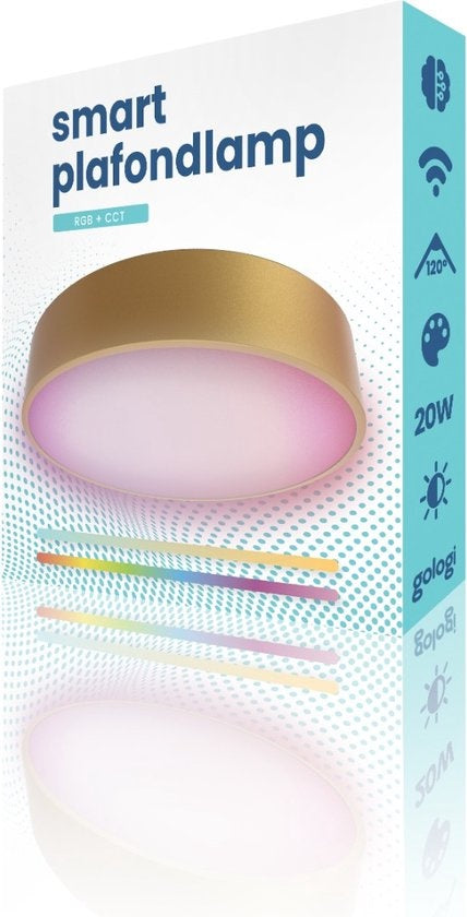 Gologi Smart Ceiling Lamp - Plafonniers - LED RGB - Plafonnier - Industriel - Chambre et salon - Ø 30cm - Or