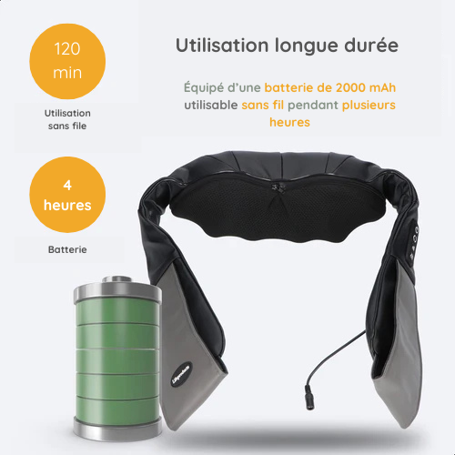 Masseur - Life products - Coussin de Massage Shiatsu - Sans fil Rechargeable - Noir