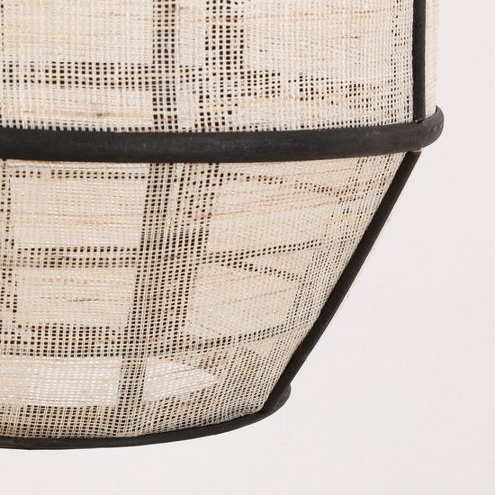Lampe suspension - Mica Decorations - Style japonais - H58 x Ø33 cm - Lin - Blanc cassé