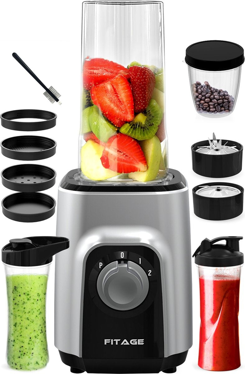 Blender FITAGE, Mélangeur à Smoothie, 500w, 2x 650ml