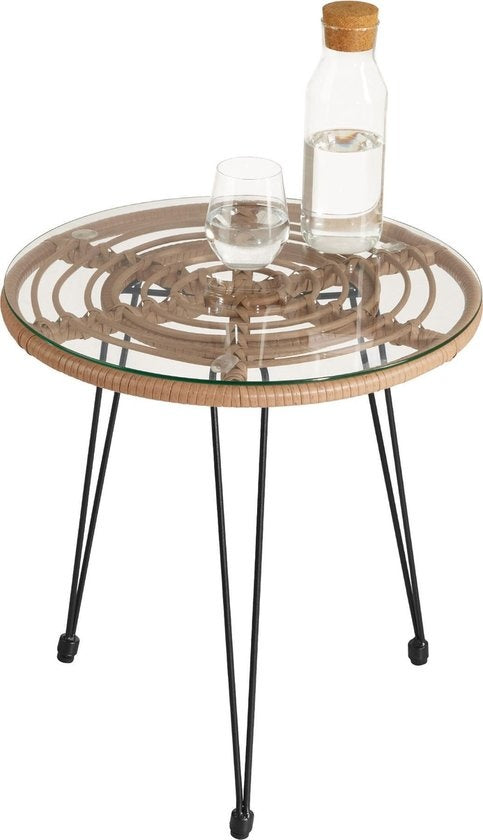 tectake® - Ensemble de sièges en osier pour l'extérieur, meubles pour 2 personnes, 3 pièces. Ensemble bistro, meubles de balcon, ensemble de meubles de jardin avec 2x chaises + table, petit salon résistant aux intempéries pour le jardin, le balcon ou la t