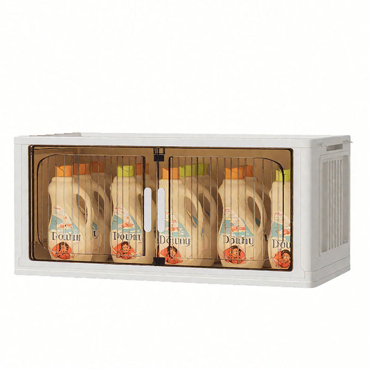 Lot de 4 bacs de rangement SNSP - Pliables - 84 litres par bac - Empilables - En plastique avec porte transparente
