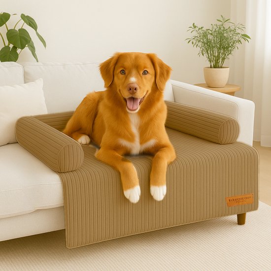 By Cee Cee Original Dog Rug Bench - Panier pour chien - Premium - Entièrement dézippable - Tissu côtelé - Marron - 120x90 - Taille L