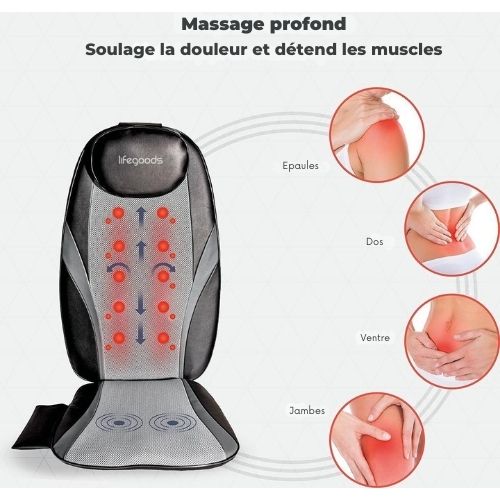 Coussin de massage Shiatsu - Auronic - Fauteuil de massage - Dos - Infrarouge - Noir