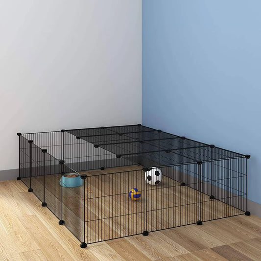 EUGAD Enclos d'extérieur pour chiots - kit à monter soi-même - noir - 147 x 111 x 37 cm