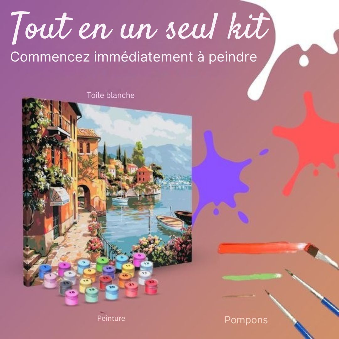 Kit de peinture à l'huile par numéro  Rubye® - Peinture sur toile murale - Inclus Peinture et Pinceaux - Coloriage par Numéros - 40x50cm - multicouleur