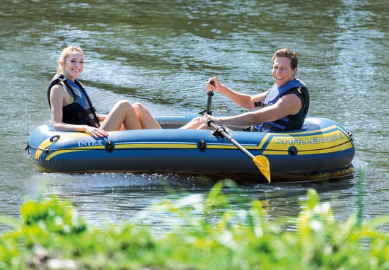 Kit de bateau Intex Challenger 2 - 236 x 114 x 41 cm - Pagaies et pompe incluses