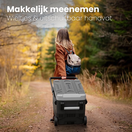 Auronic Glacière à Compresseur Électrique 12V et 230 volts - Voiture - Congeler et Refroidir - Glacière - 49L - Glacière - Gris