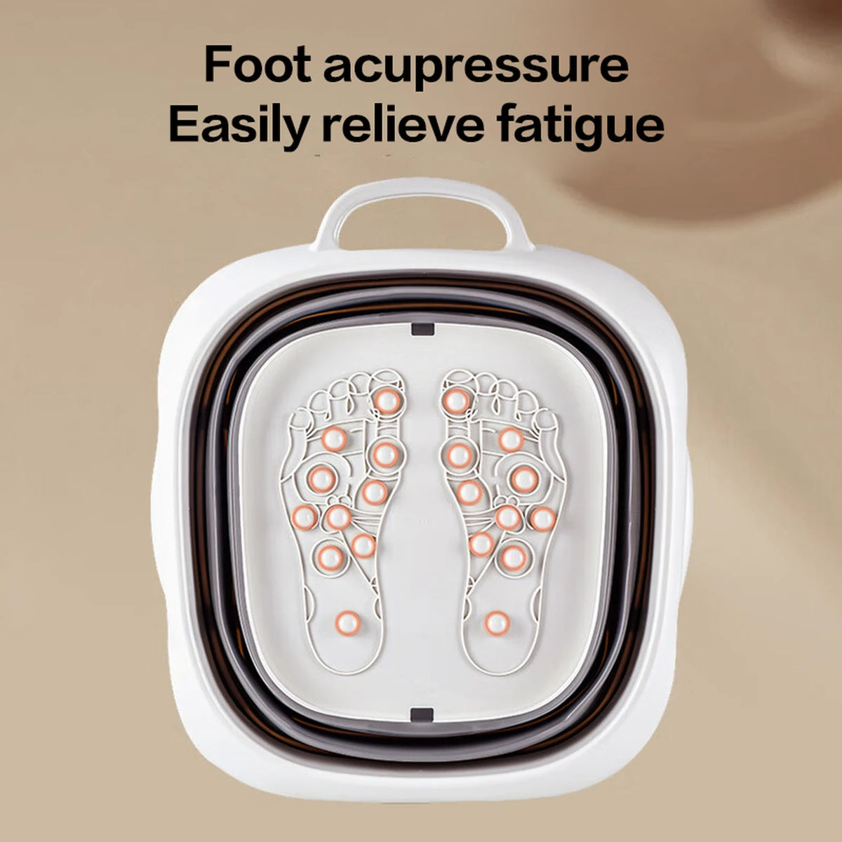Bain de pieds pliable Ochama avec billes de massage - Gris et blanc