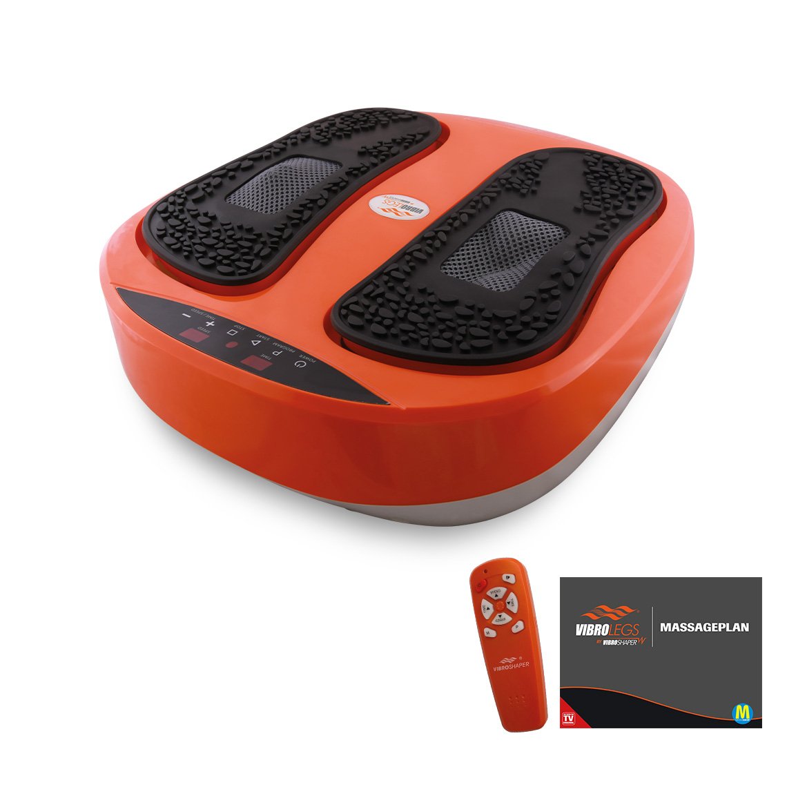 Appareil de massage des pieds VibroLegs - Oscillation et acupression - Coussinets en silicone amovibles - Télécommande incluse