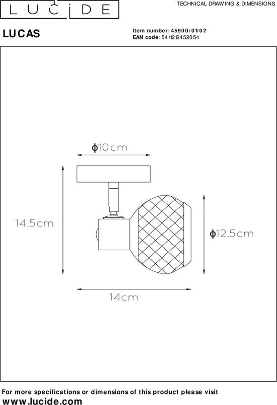 Lucide LUCAS - Spot de plafond - 1xE14 - Or mat / Laiton