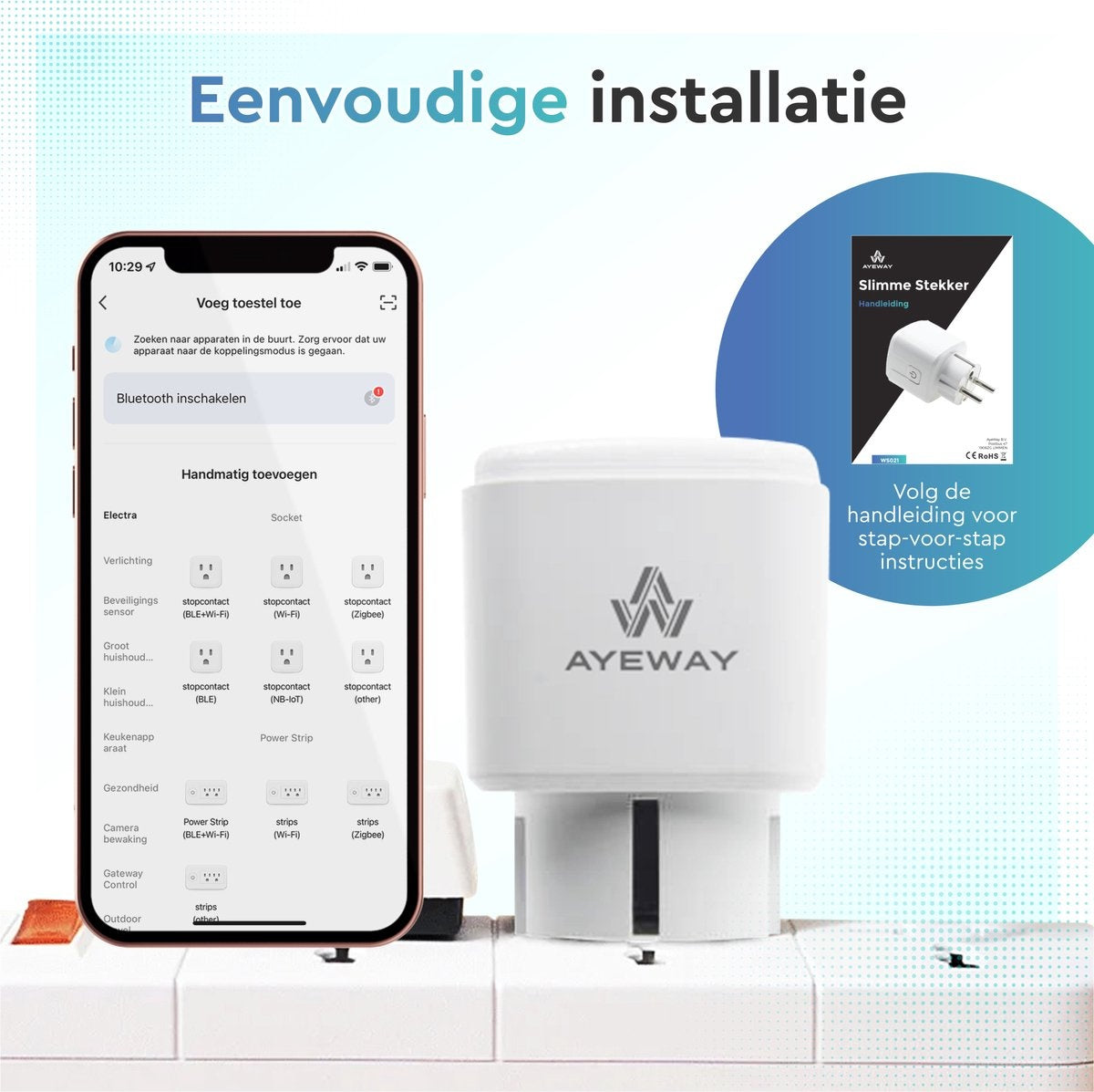 AyeWay Smart Plug avec compteur d'énergie - Smart Plug - Prise WiFi - Fonctionne avec Google Home & Alexa - iOS & Android - 1 pièce