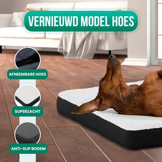 Avalo Coussin orthopédique pour chien XL - 112x81 cm - Lavable / Mousse à mémoire de forme / Antidérapant - Panier orthopédique pour chien
