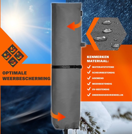 Kingsleeve Housse de parasol jusqu'à Ø350cm - Résistant aux intempéries Robuste - Gris