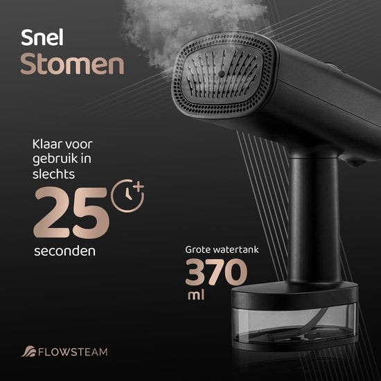FLOWSTEAM® Vacuum Edition : défroisseur à vapeur - Défroisseur à main avec fonction d'aspiration - Défroisseur de voyage - 2100 W - Noir mat