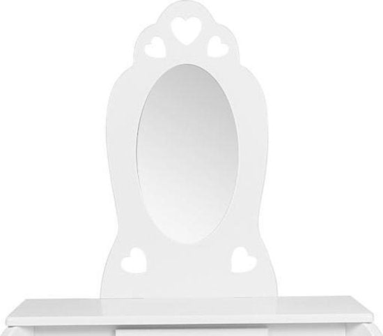 Table de coiffure cœurs enfants - table de maquillage - avec tabouret - blanc