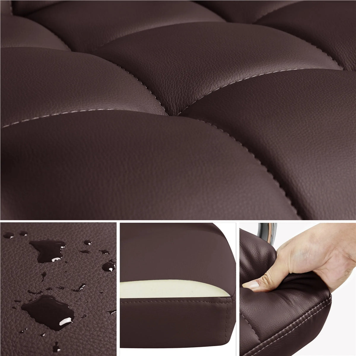 Yaheetech Chaise de bureau à hauteur d'assise réglable - 55 x 60,5 x 86,5-102 cm - équipée d'un rembourrage en mousse confortable, de roulettes insonorisantes et d'une structure en métal galvanisé - pour le bureau et la maison - en similicuir marron et