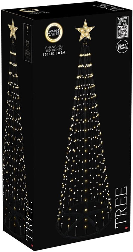 Arbre LED avec 550 lumières 300cm, blanc chaud