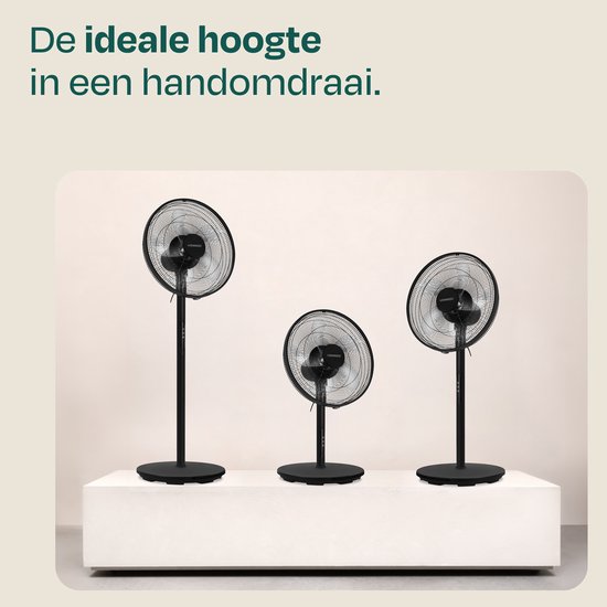 Ventilateur de sol VONROC - Ø 45,5 cm - 3 vitesses – minuterie - réglable sur 3 hauteurs - télécommande incluse - noir
